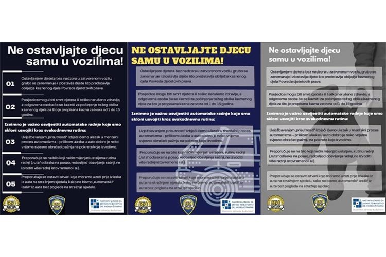 Ne ostavljajte djecu samu u vozilima, posljedice mogu biti tragične