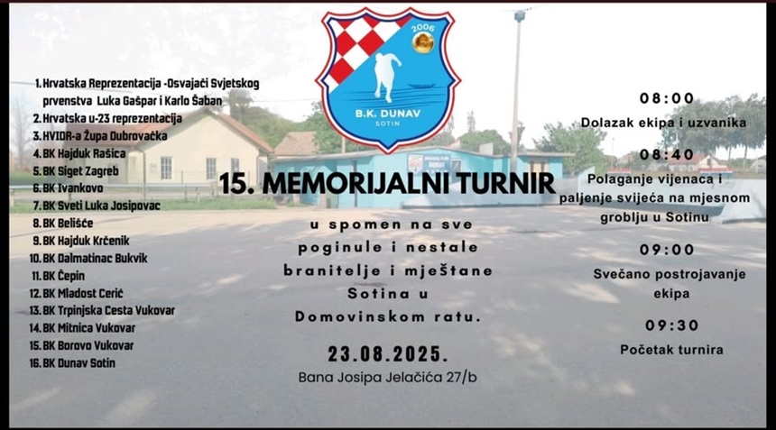 Boćari Dunava iz Sotina organiziraju 15. memorijalni turnir
