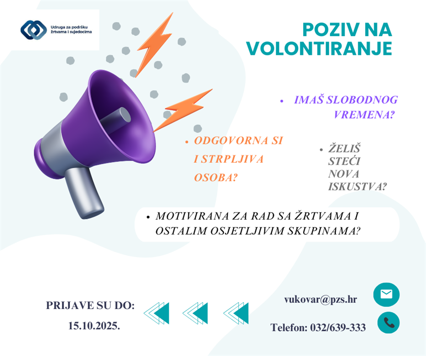 Udruga za podršku žrtvama i svjedocima poziva na volontiranje u Vukovaru