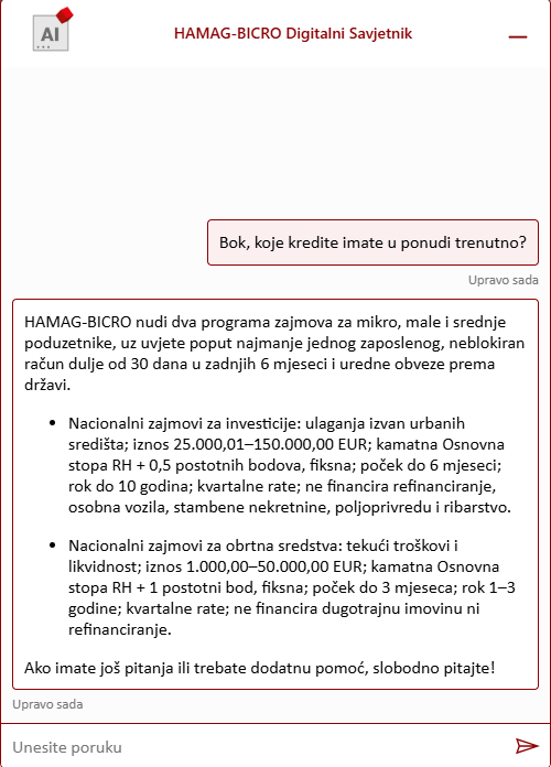 HAMAG-BICRO uveo AI digitalnoga savjetnika