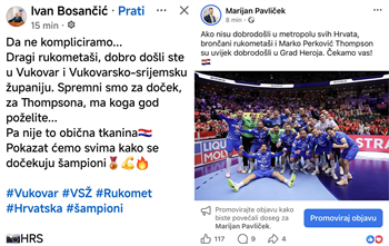 Bosančić i Pavliček pozvali rukometaše u Vukovar: „Spremni smo za doček šampiona“