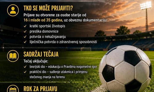 Otvorene prijave za tečaj nogometnih sudaca