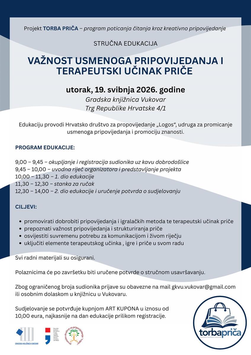 U Gradskoj knjižnici Vukovar projekt "TORBA PRIČA"