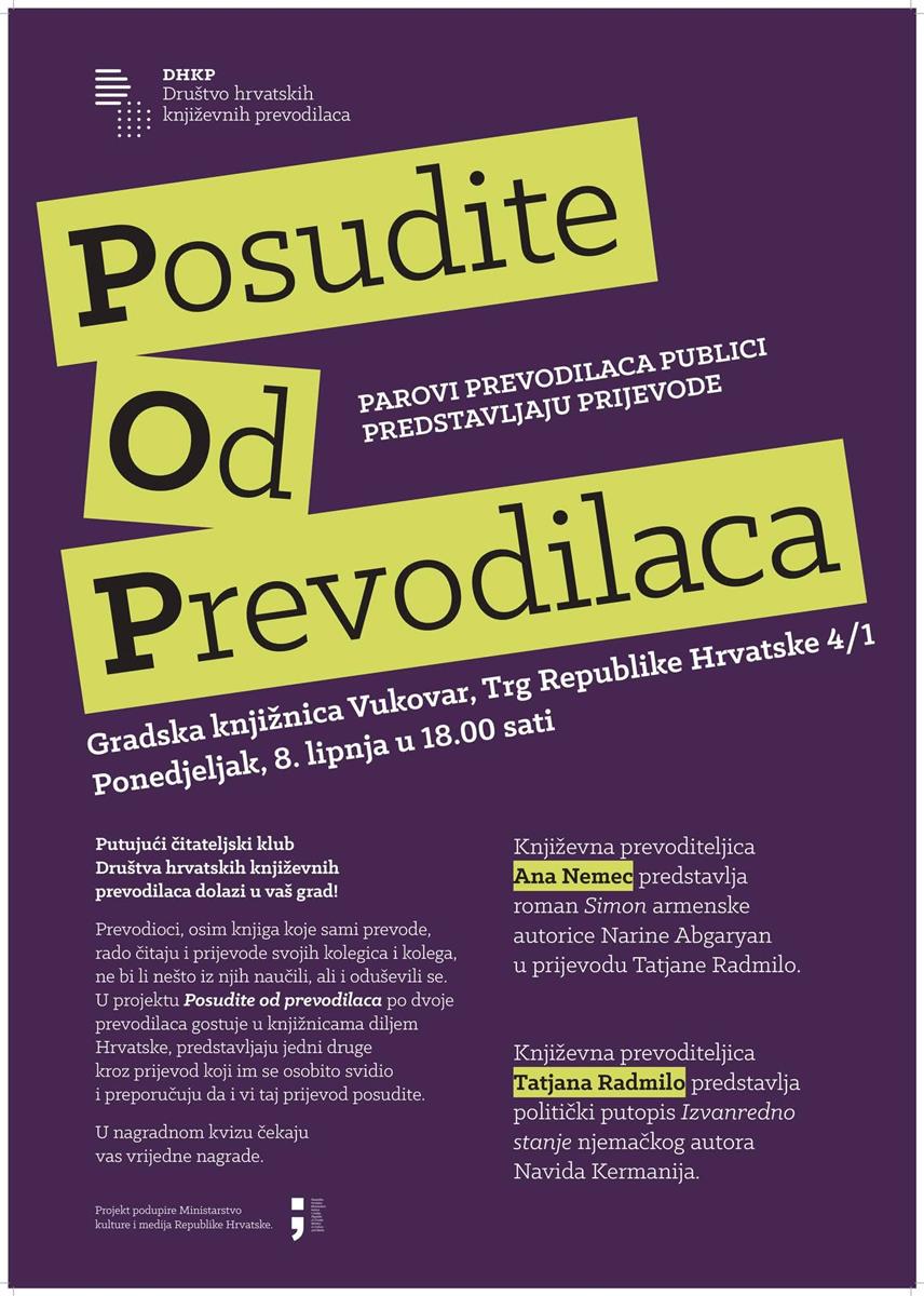 Nesvakidašnji putujući čitateljski klub „ Posudite od prevoditelja” stiže u Gradsku knjižnicu Vukovar