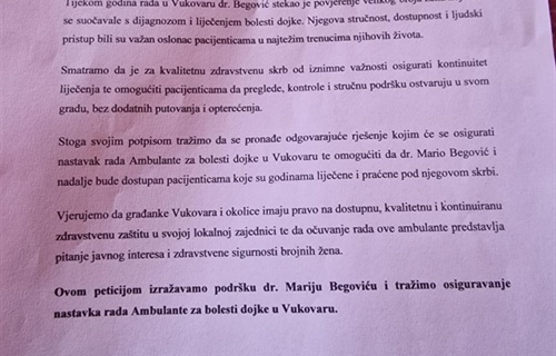 U Vukovaru počinje potpisivanje peticije solidarnosti s dr. Marijem...