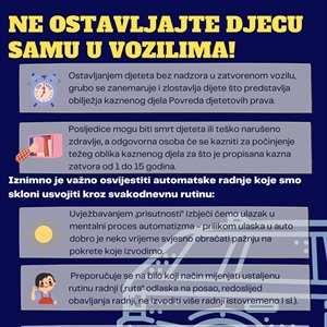 Policija: Ne ostavljajte djecu samu u vozilu!