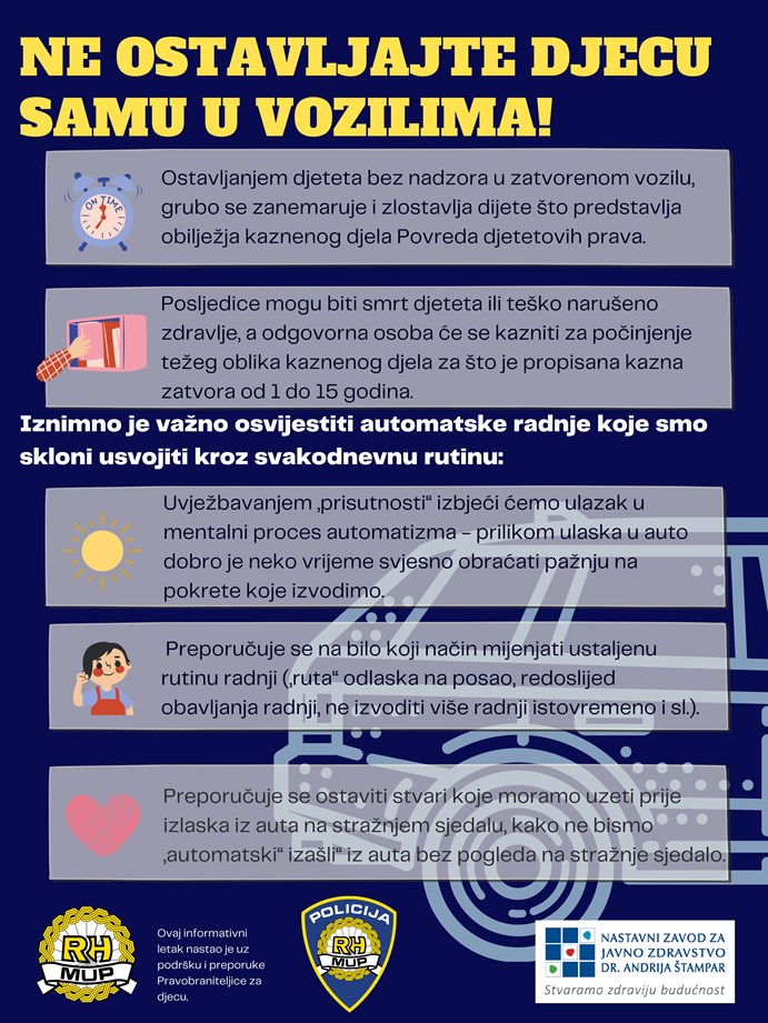 Policija: Ne ostavljajte djecu samu u vozilu!