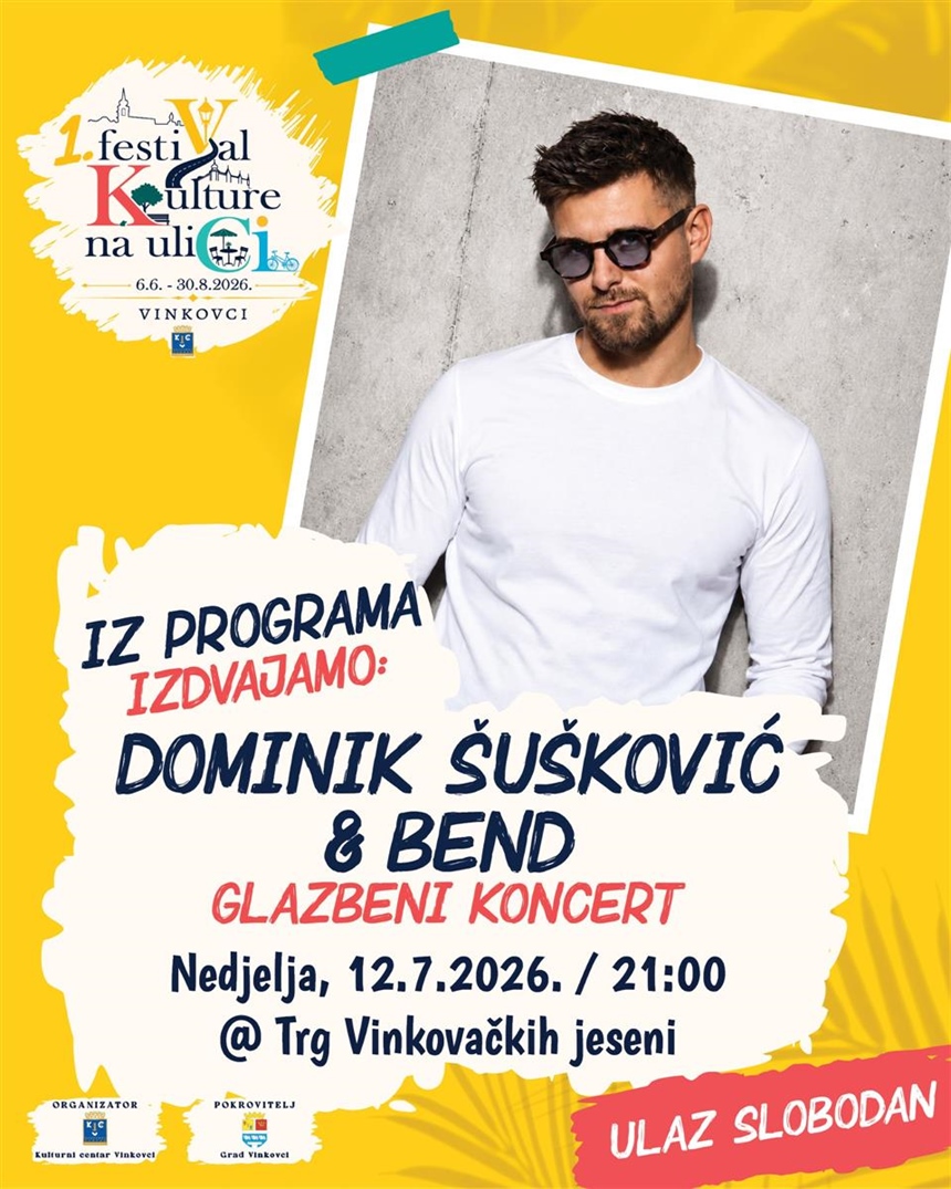 Dominik Šušković & bend ove nedjelje na Trgu Vinkovačkih jeseni