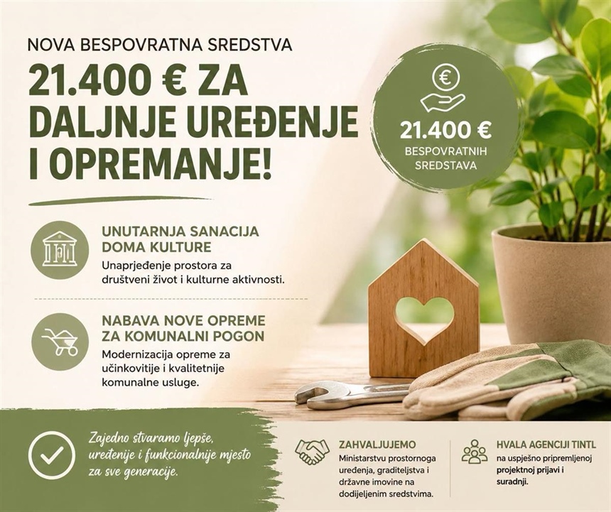 Općini Lovas odobreno 21.400 eura bespovratnih sredstava za poticanje razvoja komunalnog gospodarstva i standarda