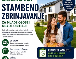 Općina Drenovci provodi anketu o interesu za stambeno zbrinjavanje mladih