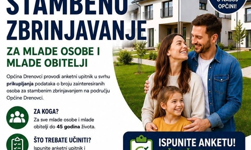 Općina Drenovci provodi anketu o interesu za stambeno zbrinjavanje mladih
