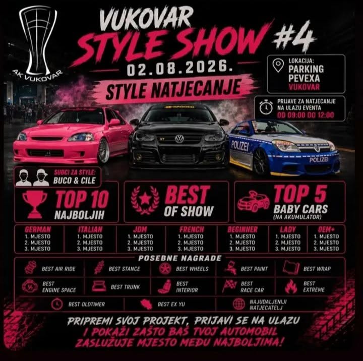 Ljubitelji automobila stižu u Vukovar: U nedjelju četvrti Vukovar Style Show