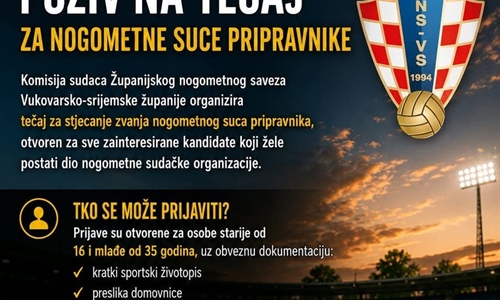 Otvoren je tečaj za nove nogometne suce: Prilika za mlade od 16 do 35...