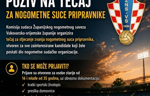 Otvoren je tečaj za nove nogometne suce: Prilika za mlade od 16 do 35...