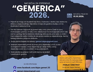 Objavljen peti natječaj za stipendiju „Gemerica“