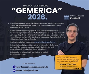 Objavljen peti natječaj za stipendiju „Gemerica“
