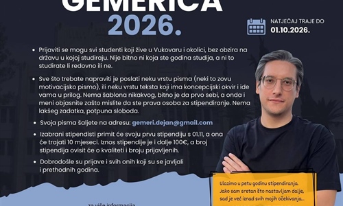 Objavljen peti natječaj za stipendiju „Gemerica“