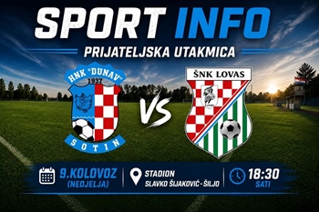 Danas pripremna utakmica: HNK Dunav Sotin dočekuje ŠNK Lovas