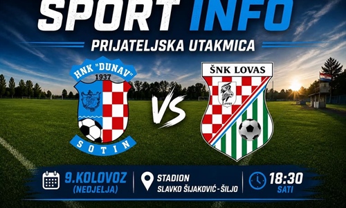 Danas pripremna utakmica: HNK Dunav Sotin dočekuje ŠNK Lovas