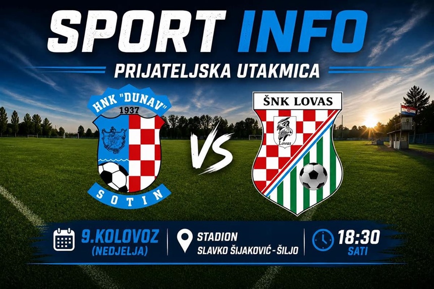 Danas pripremna utakmica: HNK Dunav Sotin dočekuje ŠNK Lovas