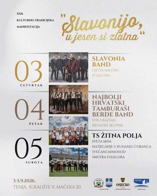 Slavonijo, u jesen si zlatna: Tenja ponovno slavi tradiciju, tamburu i slavonske običaje