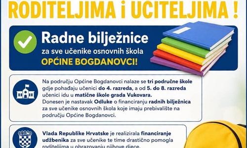 Općina Bogdanovci financira radne bilježnice za osnovnoškolce
