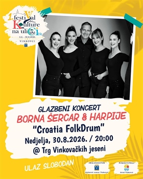 Vinkovci: Koncert Borna Šercar & Harpije – „Croatian Folkdrum“