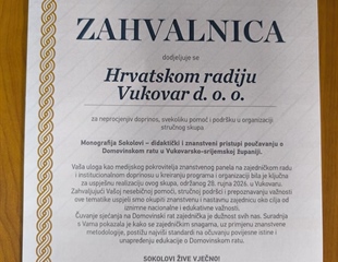 Hrvatskom radiju Vukovar zahvalnica za doprinos očuvanju istine o...