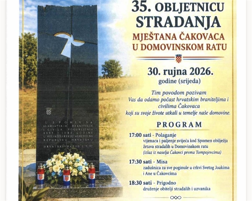 U Čakovcima se obilježava 35. obljetnica stradanja mještana u Domovinskom ratu