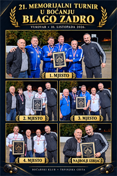 BK Dunav pobjednik 21. memorijalnog boćarskog turnira „Blago Zadro”