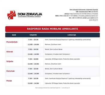 Mobilna ambulanta od četvrtka počinje s radom, donosimo raspored i lokacije