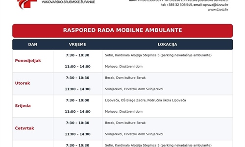 Mobilna ambulanta od četvrtka počinje s radom, donosimo raspored i lokacije